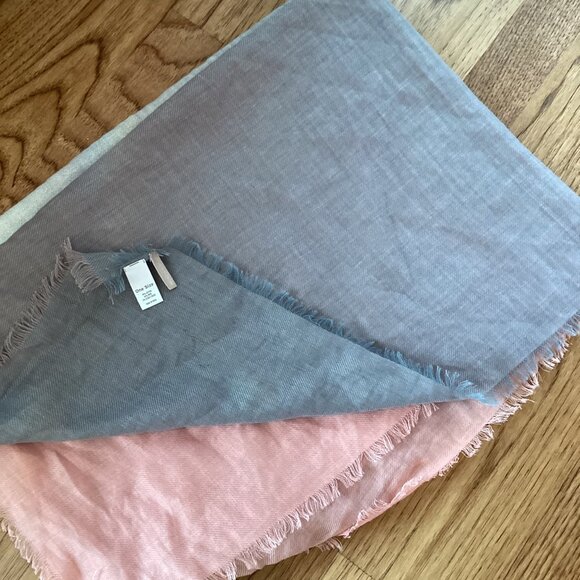 NEW! NORDSTROM WOOL BLEND OMBRE METALLIC FRINGE SCARF WRAP SHAWL PINK GRAY WHITE - Picture 5 of 5